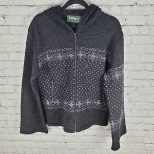 TOTING WOOLWEAR | snowflake fair isle full zip wool hooded hoodie cardigan